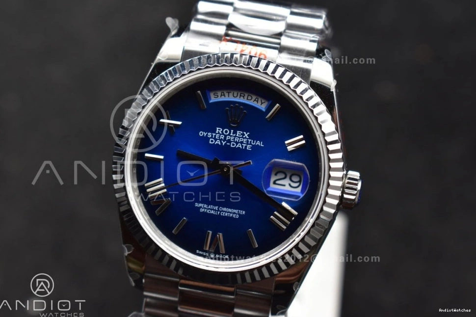 on Best Edition Steel 904L Blue V5 QF DayDate President SS Roman 680 Chic Dial Faded Bracelet Weight) 36 (Gain vr3255 0422
